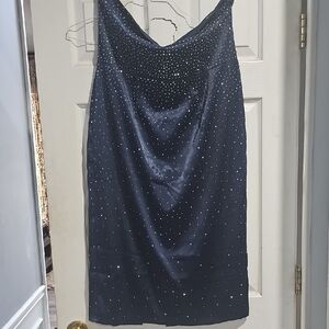 Fashion Nova Strapless Midnight Blue Dress rhinestones Allover. This Dress Is It